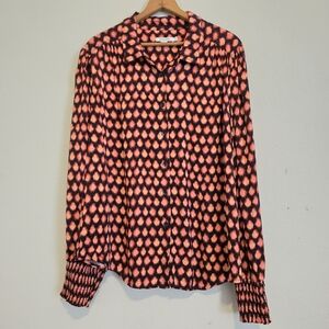 Chicos Blouse Top Button Up Long Sleeve Smocked Cuff Office Career Size 4=U.S 20